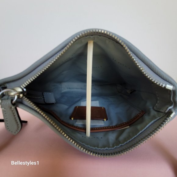 COACH Kitt Crossgrain Leather Messenger Crossbody- Blue Grey color ⭐ - Picture 14 of 16